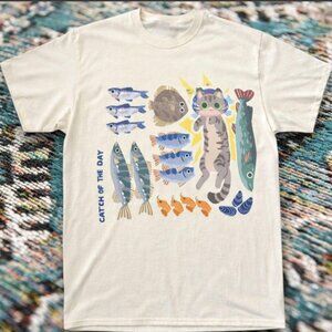 Sushi Cat graphic tee off white